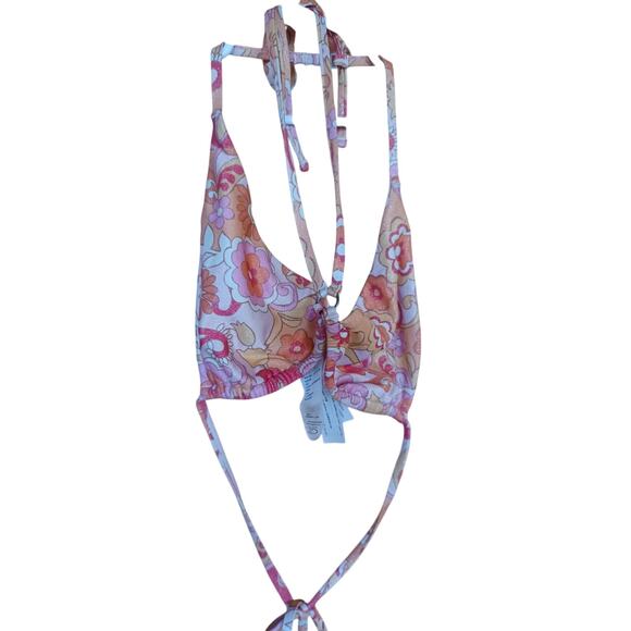 Social Tourist Abercrombie & Fitch Pink Red Glittery Floral Bikini Women's Small - Picture 2 of 10